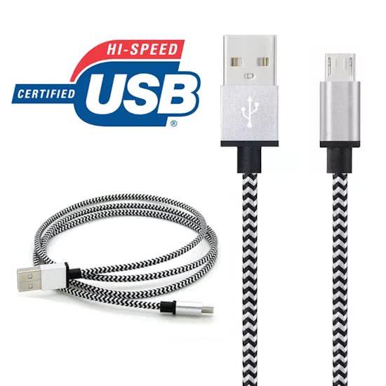 Micro USB Kabel / Datakabel 1 meter / MicroUSB kabel / Micro-USB Kabel / Oplaadkabel / Oplader / Oplaad Kabel voor o.a. Huawei Y3 2 | 1 Meter | Zilver | Hoge Kwaliteit